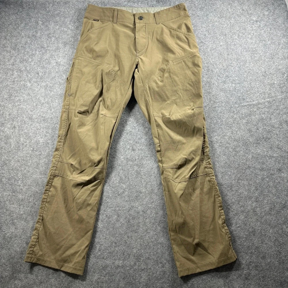 KUHL Hiking Pants 32x30 Tan Khaki Outdoor Tactical Cargo Articulated Knee Flaws